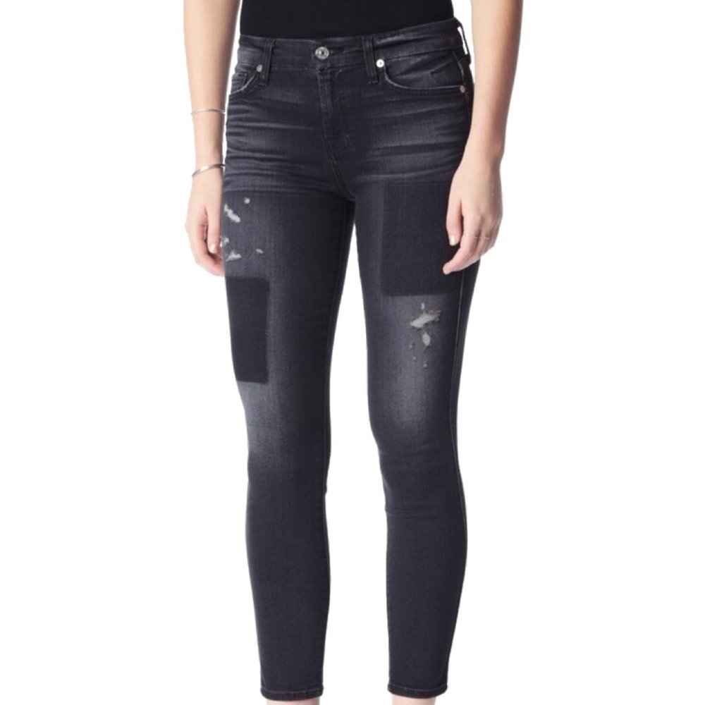 7 For All Mankind distressed skinny ankle jeans